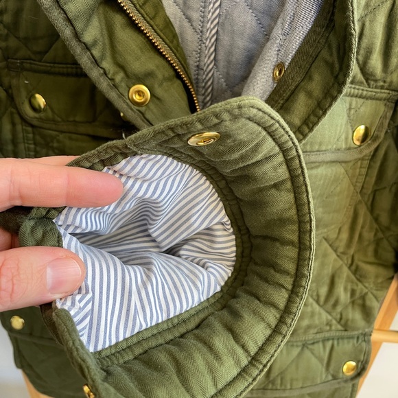 J. Crew Short Quilted Green Jacket Coat - Picture 6 of 10